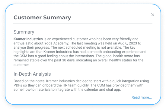 custify customer summary screenshot