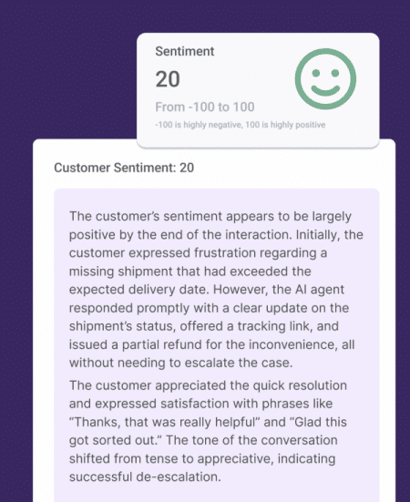 customer sentiment score screenshot