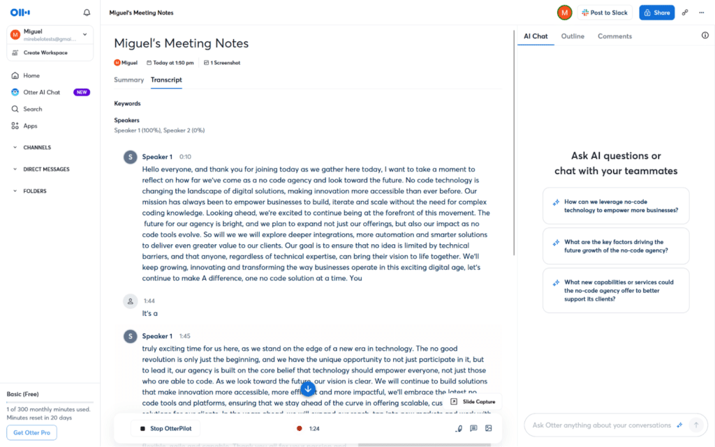 otter AI meeting notes example