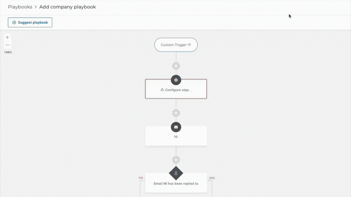 playbooks AI generation example in custify