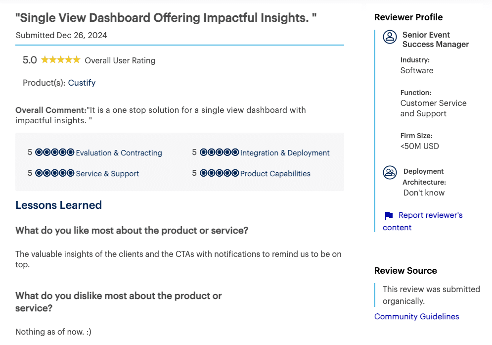 Custify review gartner