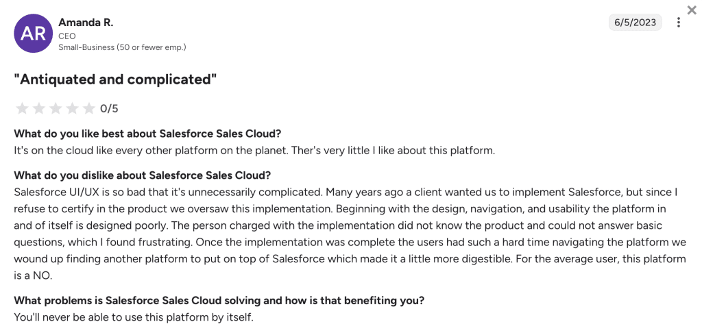 amanda r salesforce review