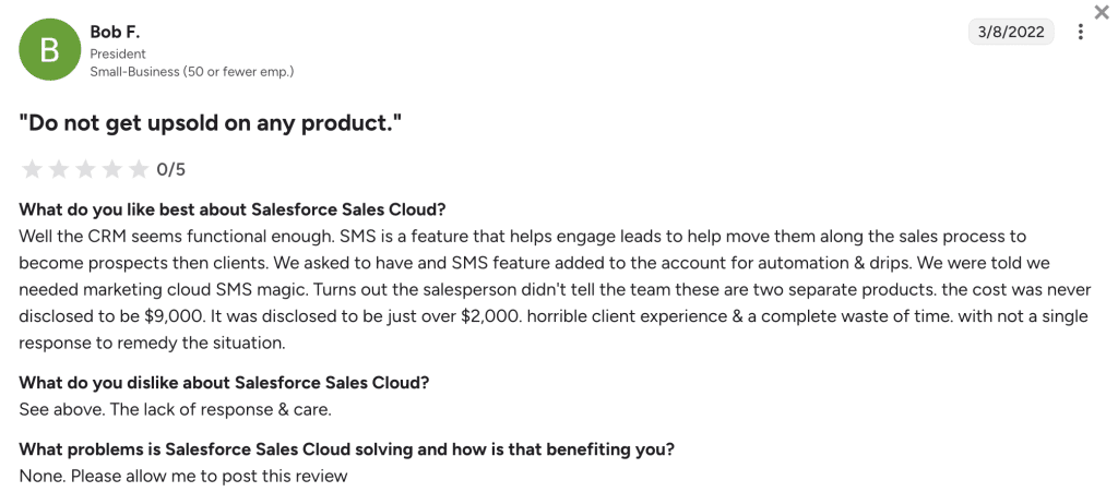 bob f salesforce review