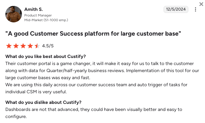 custify review Amith S