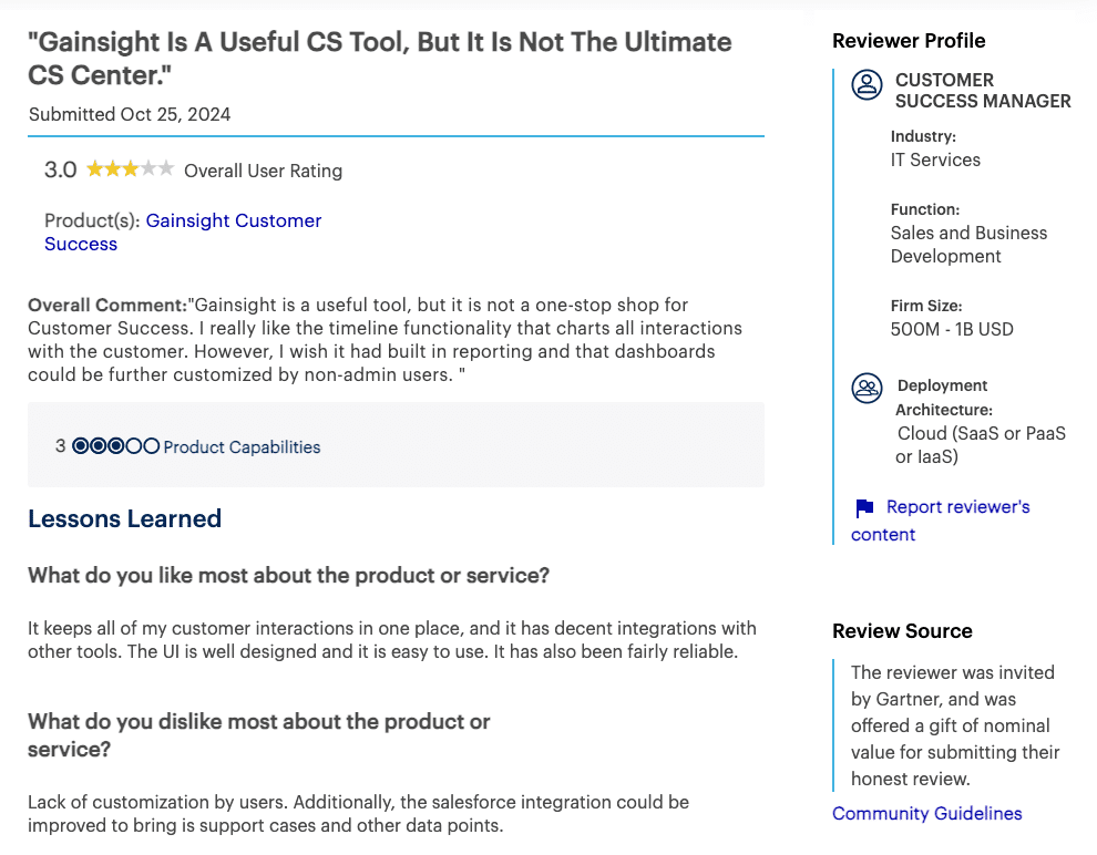gainsight review gartner