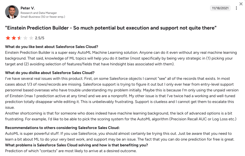 peter v salesforce review