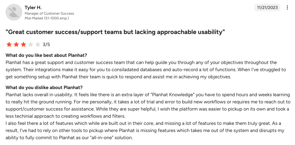 tyler h planhat review